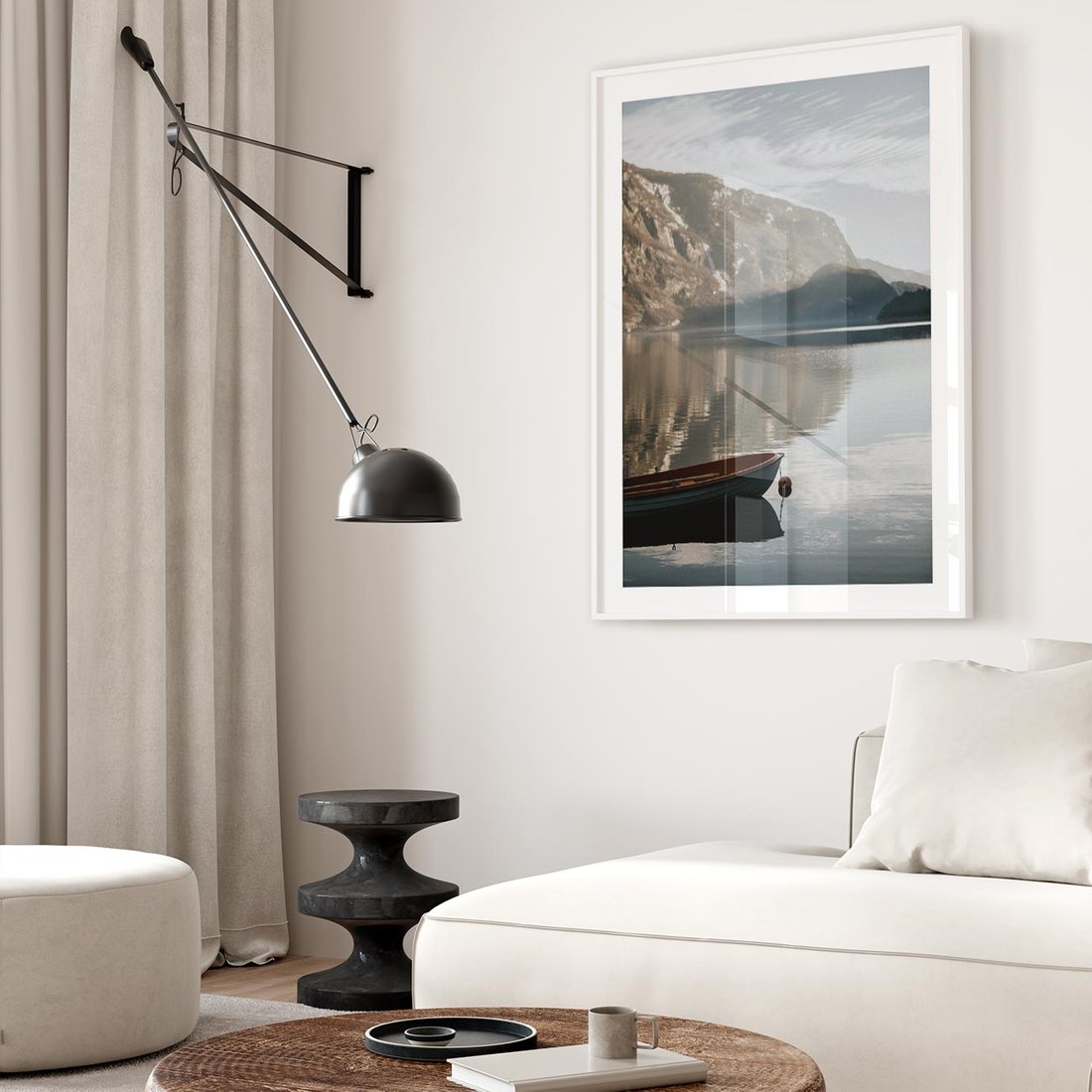 Plakat bez ramy 50x70 - Refleksje Natury - morze, łódka