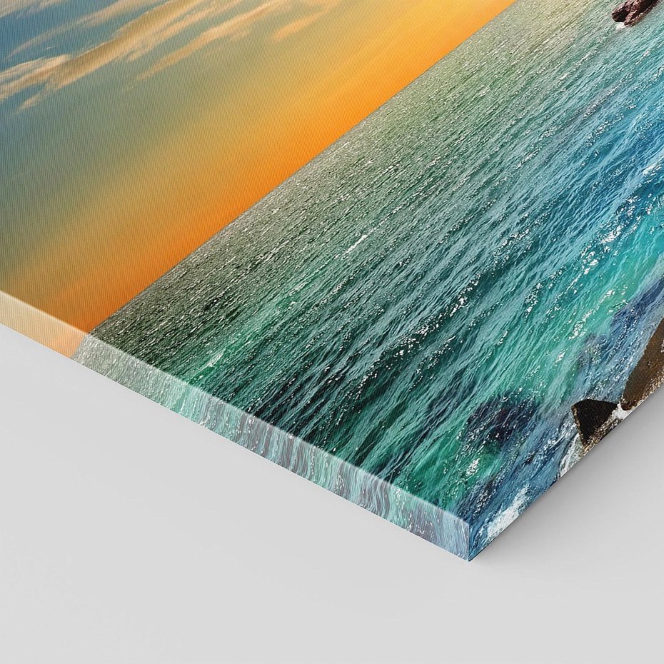 Obraz na płótnie 140x70 - Zachód słońca na plaży - plaża, zachód