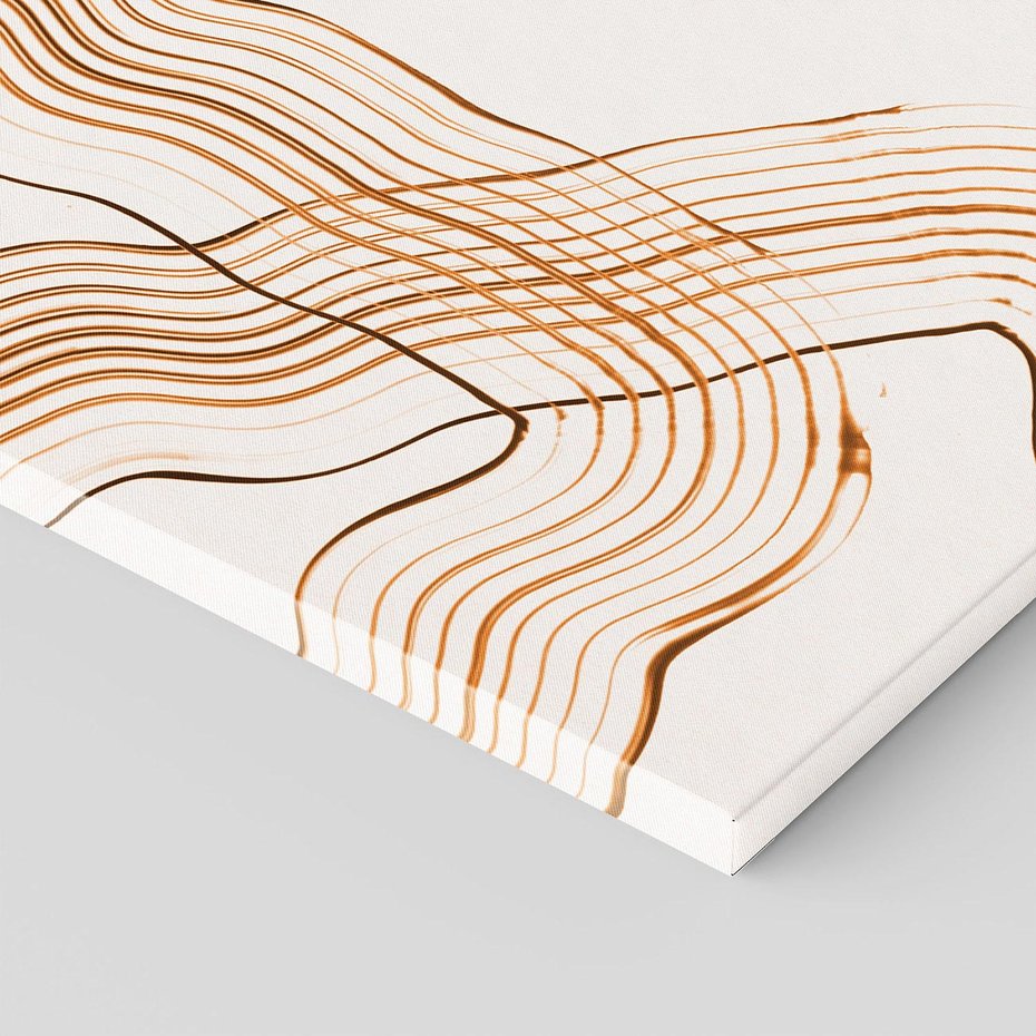 Obraz na płótnie 100x70 - Ścieżki pędzla i myśli - minimalistyczna kompozycja, abstrakcyjne brązowe linie na białym tle