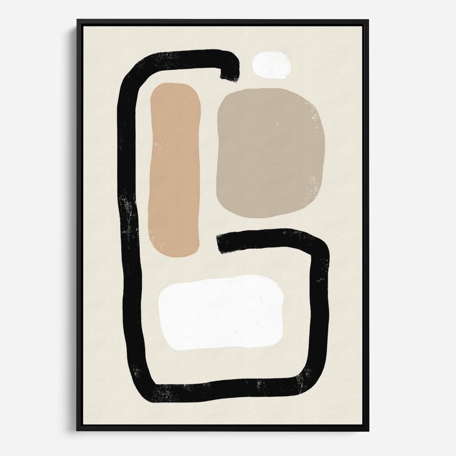 Obraz w ramie 70x100 - Kształtne Formy - geometryczne nieregularne kształty, nowoczesna kompozycja - rama czarna