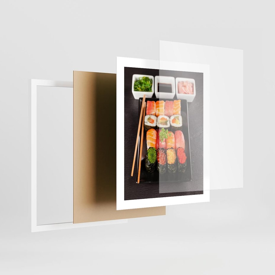 Plakat w ramie 40x50 - Kulinarne podróże do Japonii - sushi, japonia - rama biała