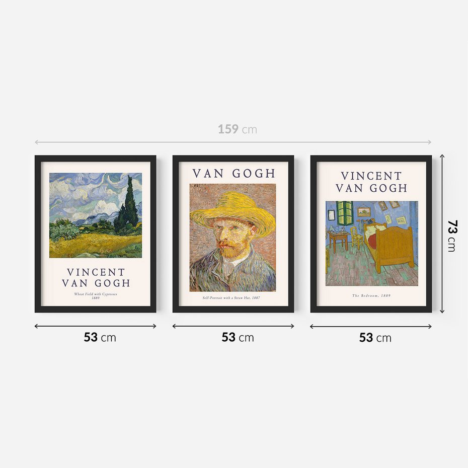 Zestaw obrazy w ramie 50x70 galeria - Van, Goghh, sztuka, obrazy, reprodukcje - rama czarna