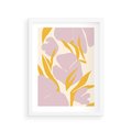 Plakat w ramie 30x40 - Migocące Wibracje - abstrakcyjne kwiaty, pastelowe kolory - rama biała