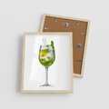 Plakat w ramie 40x50 - Limonkowy drink w letnim stylu - drink, limonka - rama drewno