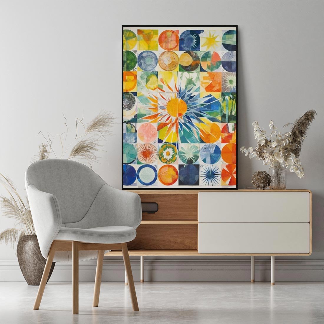 Obraz w ramie 70x100 - Rozkwitające Wzory Abstrakcji - abstrakcyjny obraz, mnogość kolorów - rama czarna