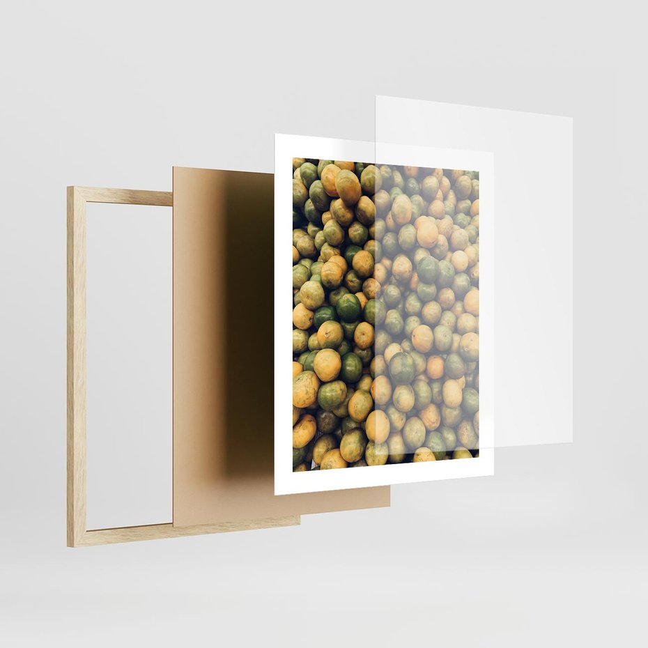 Plakat w ramie 40x50 - Świeżość Cytrusów - cytryny, limonki - rama drewno