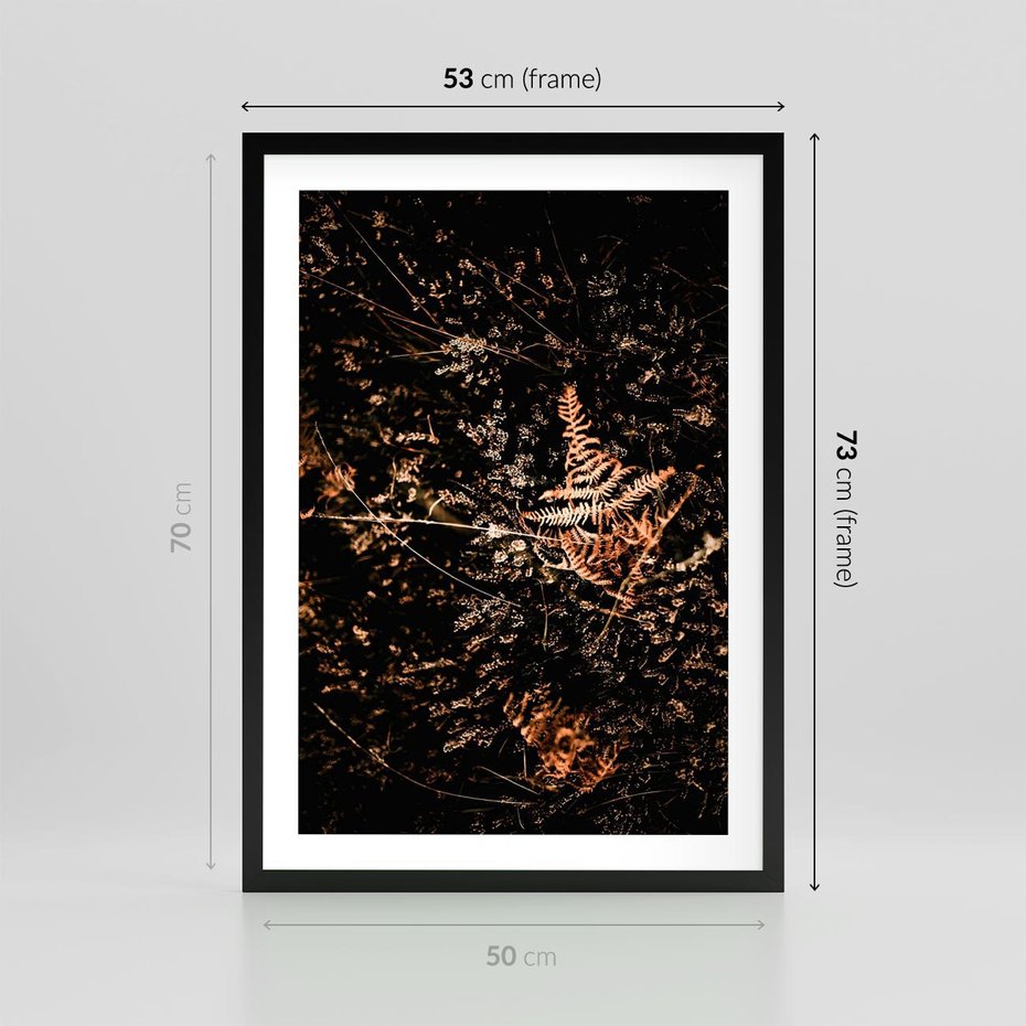 Plakat w ramie 50x70 - Jesienna Melodia - suche trawy, paprocie - rama czarna
