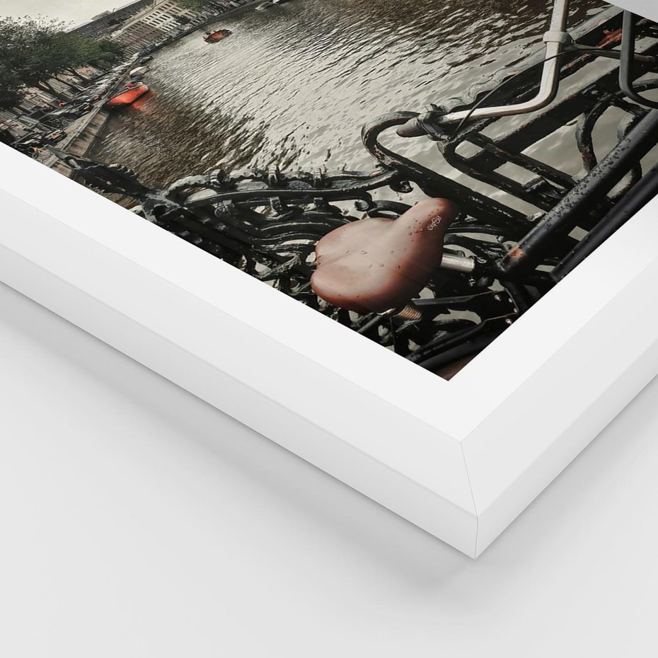 Plakat w ramie 30x40 - Miasto na Wodzie - holenderskie kanały, amsterdam - rama biała