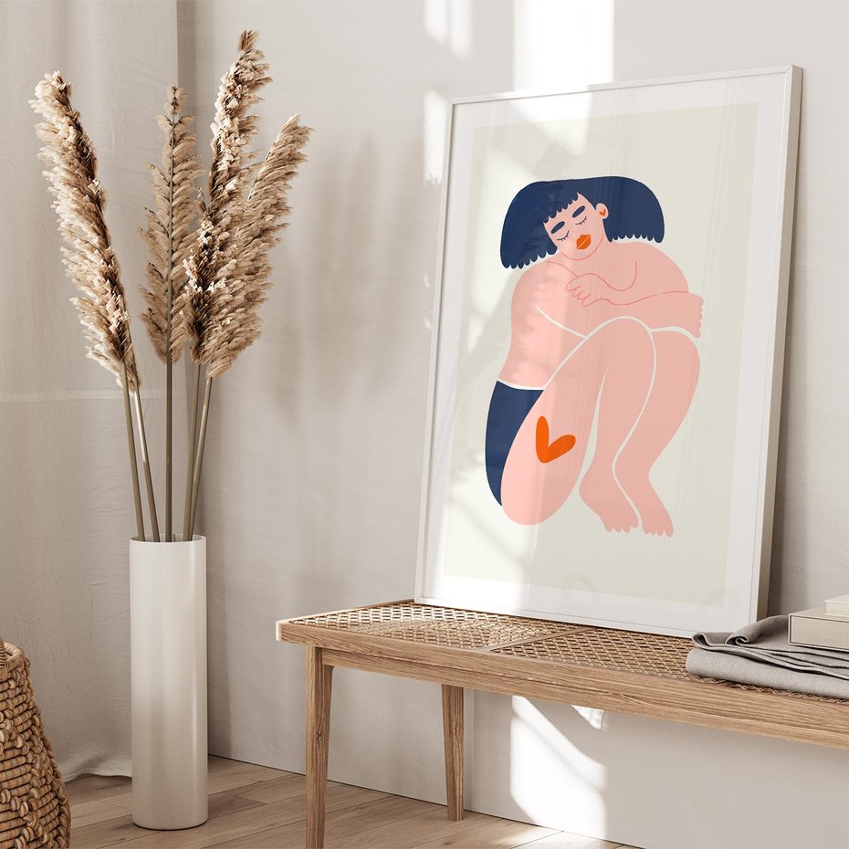 Plakat bez ramy 30x40 - Melodia snów na płótnie - zakochana kobieta, graficzny obraz