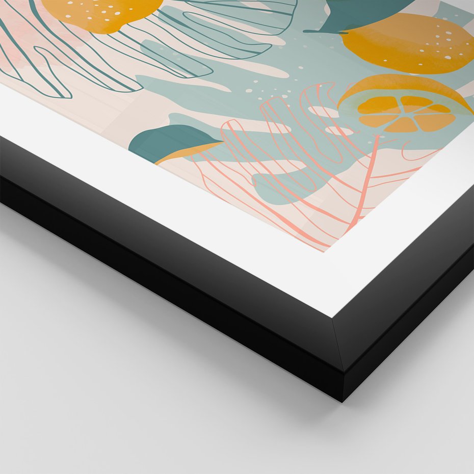 Zestaw obrazy w ramie 50x70 galeria - Monstera, liście, pastelowe, nowoczesne - rama czarna