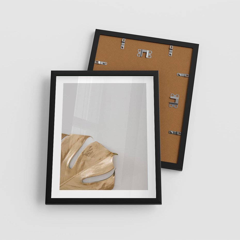 Plakat w ramie 40x50 - Natury Szlachetność - złote, liście - rama czarna