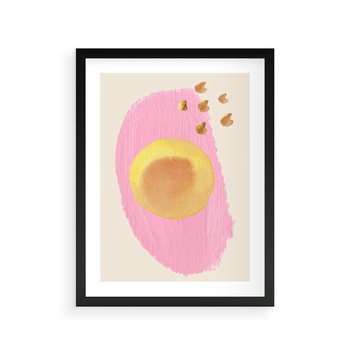 Plakat w ramie 30x40 - Migotliwe Dziwne Ścieżki - abstrakcyjna różowa plama, akwarela - rama czarna