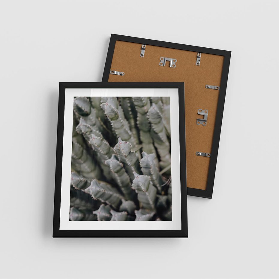 Plakat w ramie 40x50 - Boho kaktusy na pustyni - kaktusy, pustynia - rama czarna