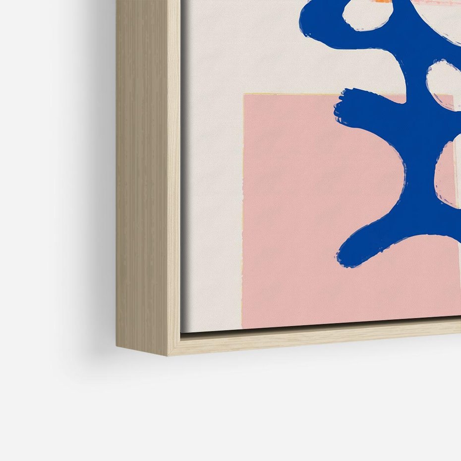 Obraz w ramie 50x50 - Migotliwe Nastroje - abstrakcyjna niebieska forma, dziwne kształty - rama drewno