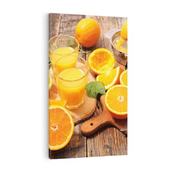 Obraz na płótnie 50x70 - Soczyste pomarańcze i soki - pomarańcze, soki