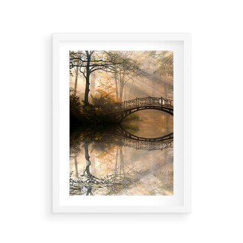 Plakat w ramie 50x70 - Romantyczny Mostek - mostek, romantyczny - rama biała