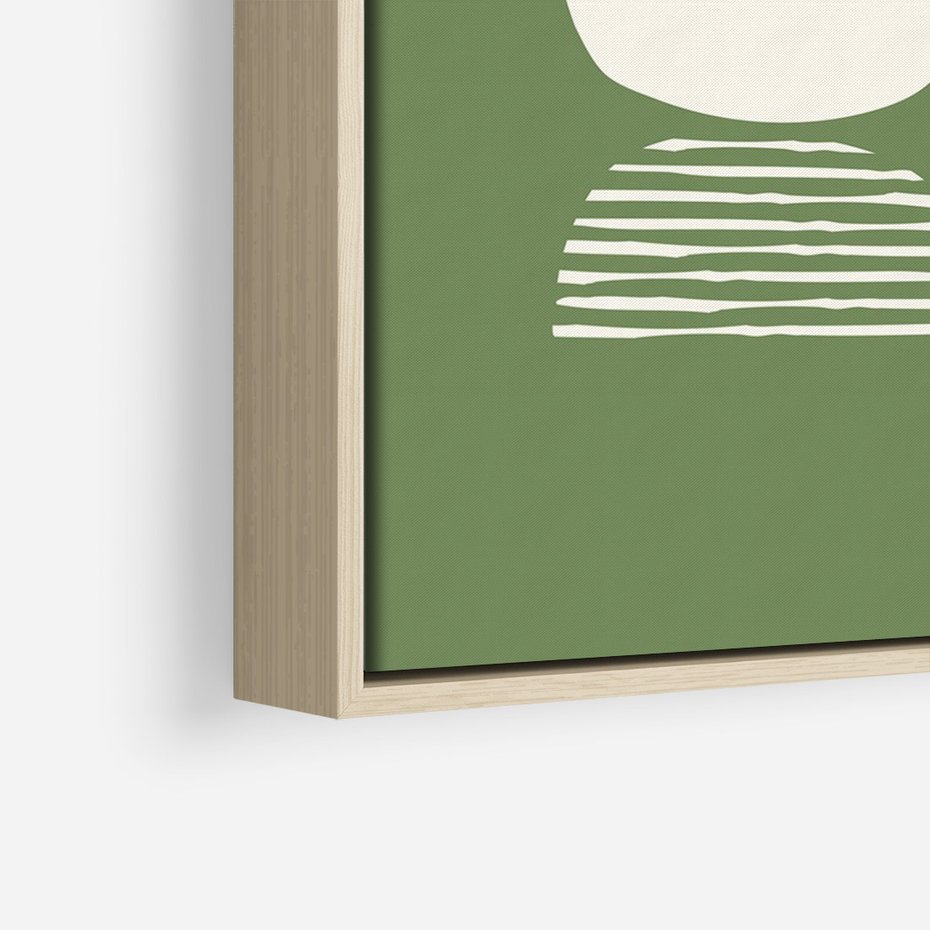 Obraz w ramie 50x70 - Migotliwe Formy - geometryczne boho kształty na brązowym, oliwkowym tle - rama drewno