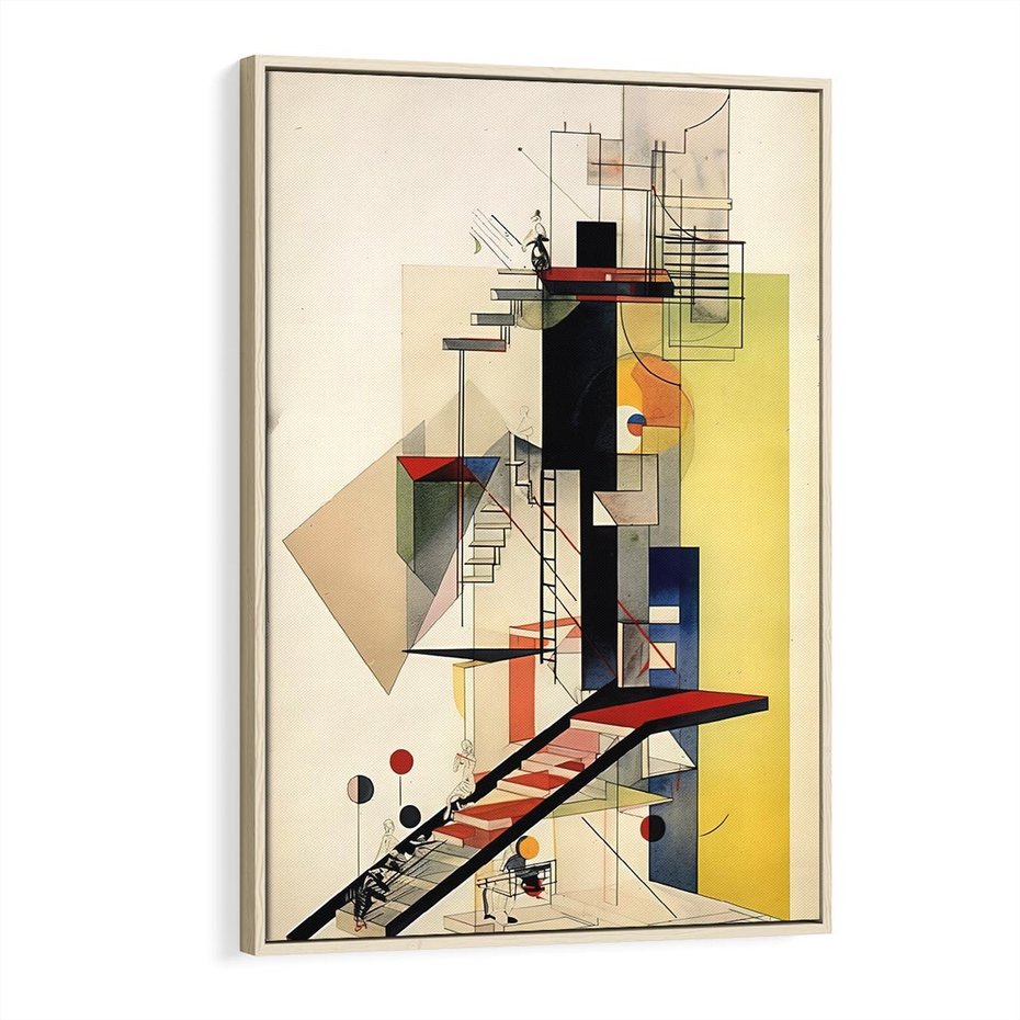 Obraz w ramie 70x100 - Kolorowe Wnętrza Inspiracji - abstrakcyjny obraz, jak kandinsky - rama drewno