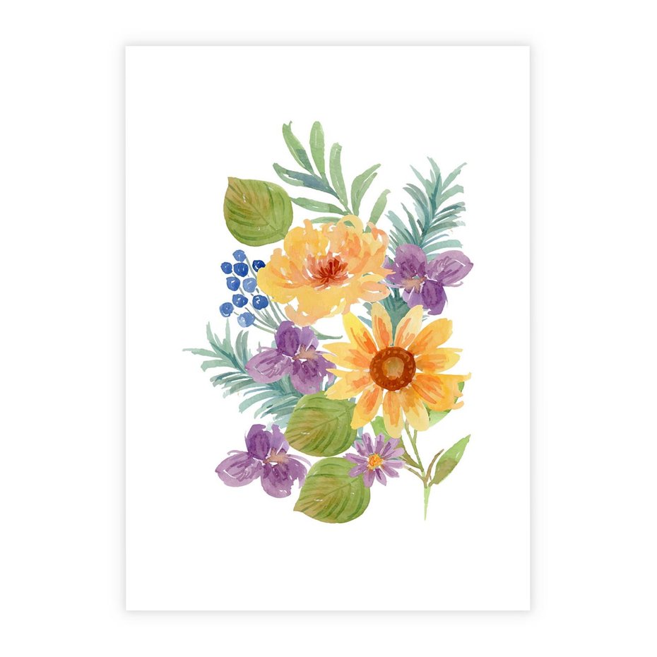 Plakat bez ramy 40x50 - Kwiatowe Inspiracje - akwarelowe polne kwiaty, minimalistyczny plakat