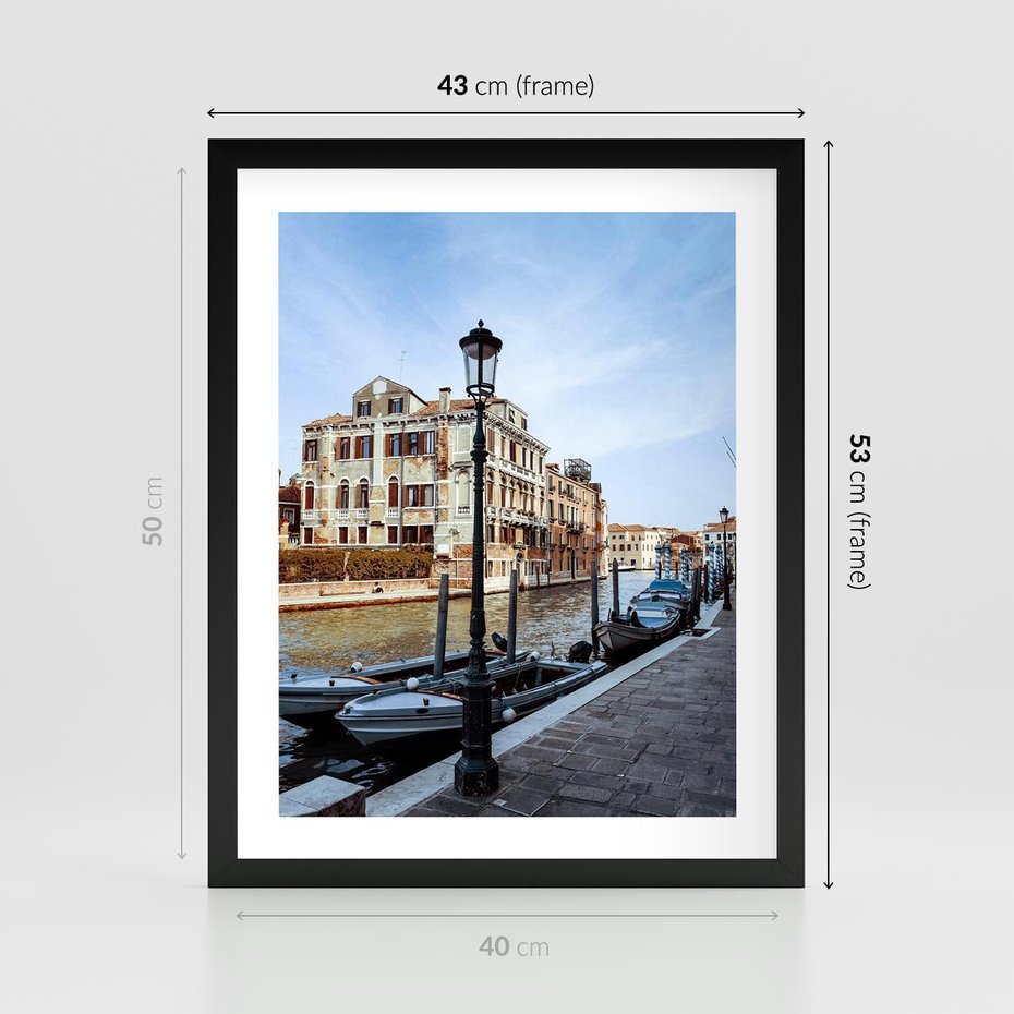 Plakat w ramie 40x50 - Kanały Wenecji - Wenecja, kanały - rama czarna