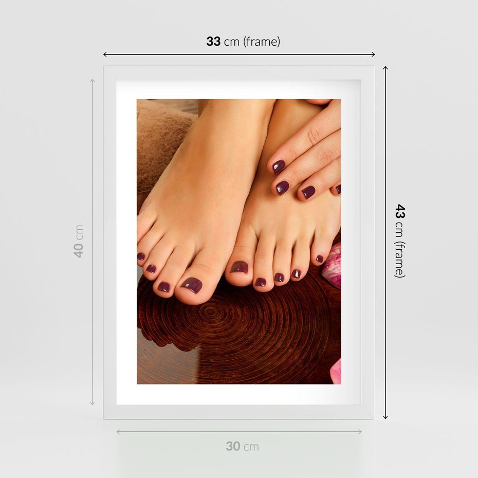 Plakat w ramie 30x40 - Manicure i Pedicure - manicure, pedicure - rama biała