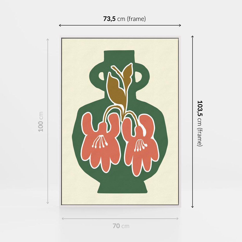 Obraz w ramie 70x100 - Kreatywne Impulsy - boho styl, wazon - rama biała