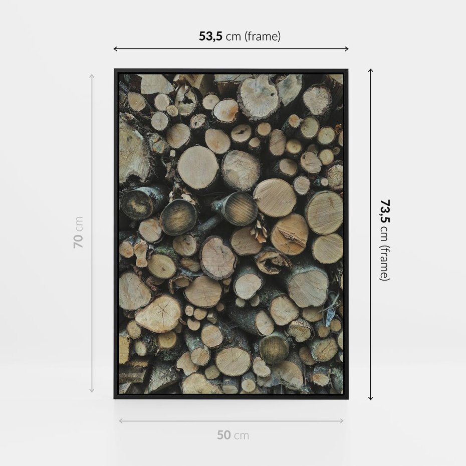 Obraz w ramie 50x70 - Bliskość Natury - drewno, las - rama czarna