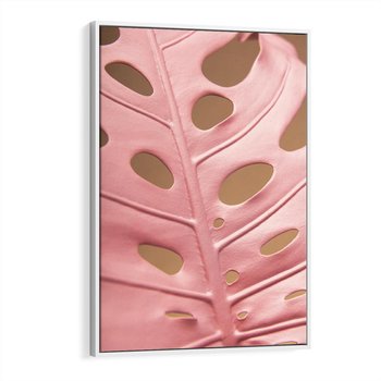 Obraz w ramie 80x120 - Różowa monstera w pełnym rozkwicie - różowa, monstera - rama biała