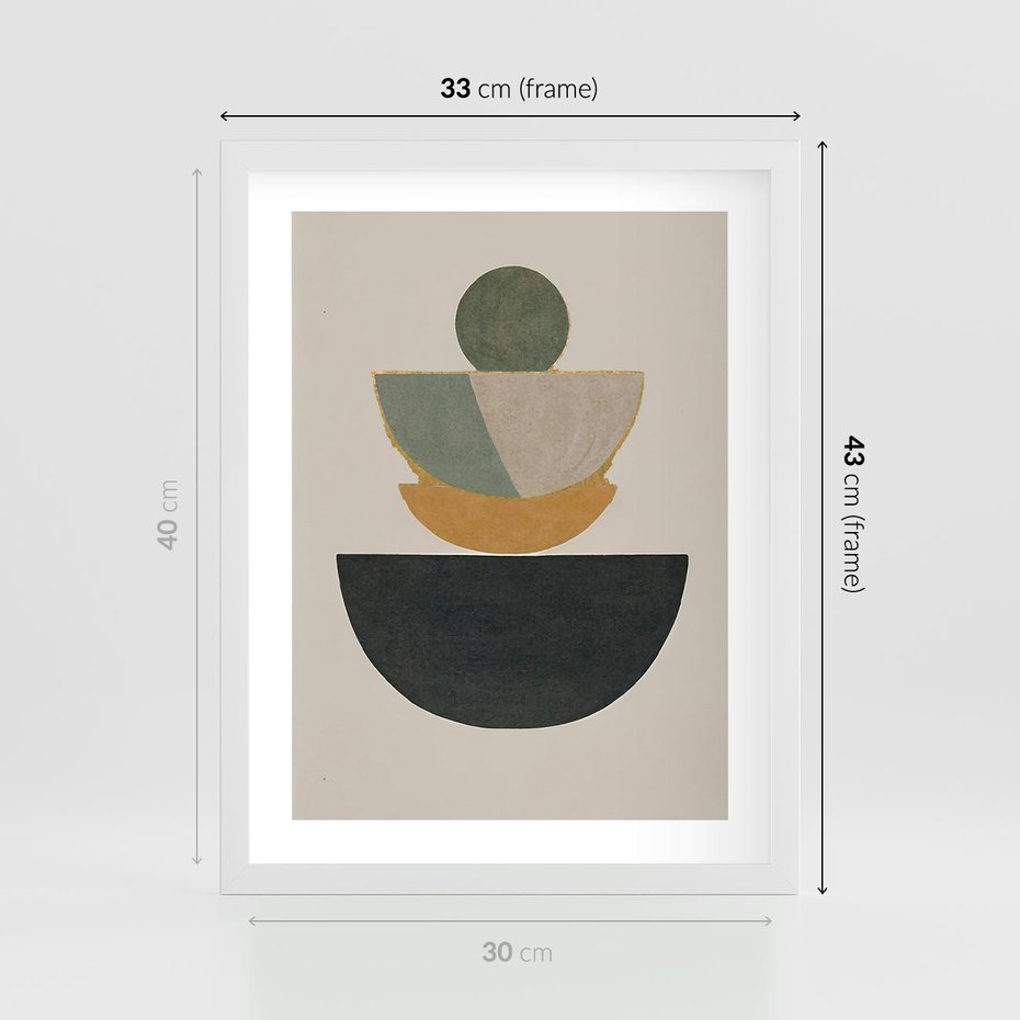 Plakat w ramie 30x40 - Podróżne Refleksyjne Odbicia - abstrakcyjny obraz, kolory ciepłe - rama biała