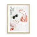 Plakat w ramie 50x70 - Letnia Elegancja na Plaży - kompozycja, elementy stroju na plażę - rama drewno