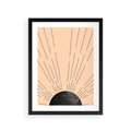 Plakat w ramie 30x40 - Migocące Kształty Promieni - boho czarne słońce, nowoczesna grafika - rama czarna