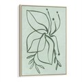 Obraz w ramie 80x120 - Energetyczne Odrodzenie Natury - abstrakcyjne delikatne zielone linie, podobne do gałęzi kwiatów - rama drewno