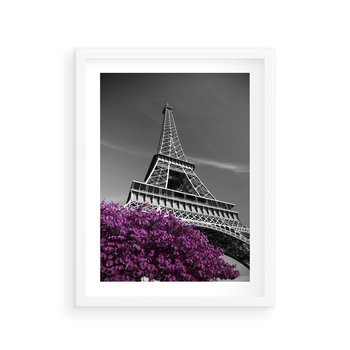 Plakat w ramie 50x70 - Urok Eiffla w Paryżu - Eiffla, Paryż - rama biała