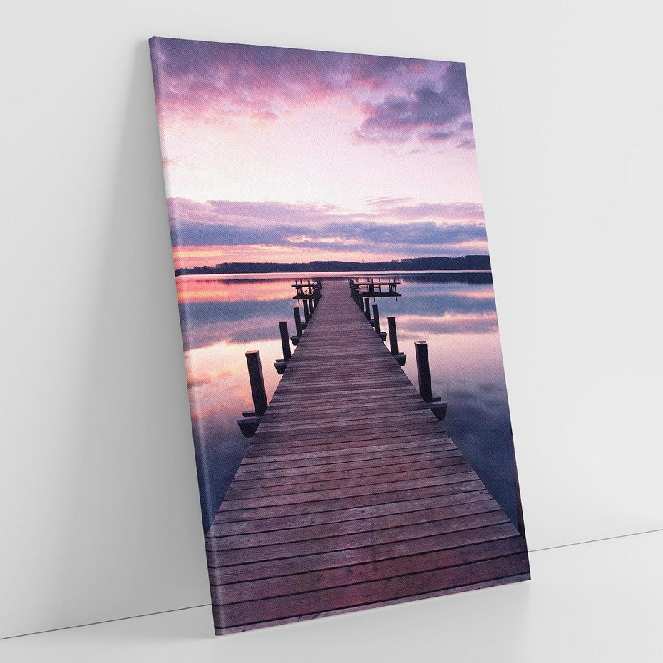 Obraz na płótnie 70x100 - spotkanie przy molo - jezioro, molo