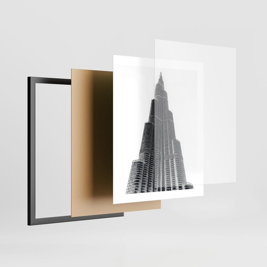 Plakat w ramie 40x50 - Wieżowiec w Monochromii - wieżowiec, architektura - rama czarna