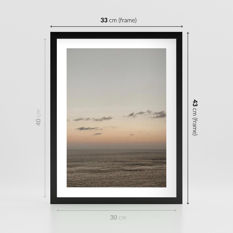 Plakat w ramie 30x40 - Chwila Romantyzmu - morze, niebo - rama czarna