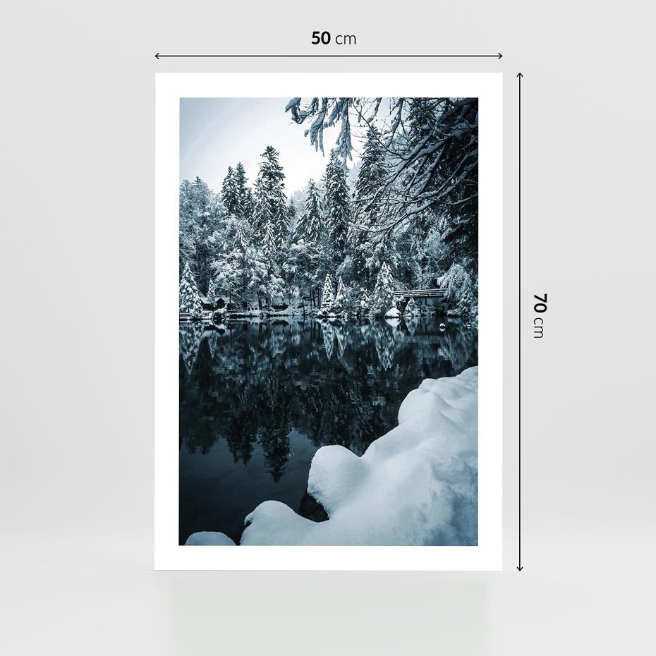 Plakat bez ramy 50x70 - Zima nad Jeziorem - krajobraz zimowy, jezioro