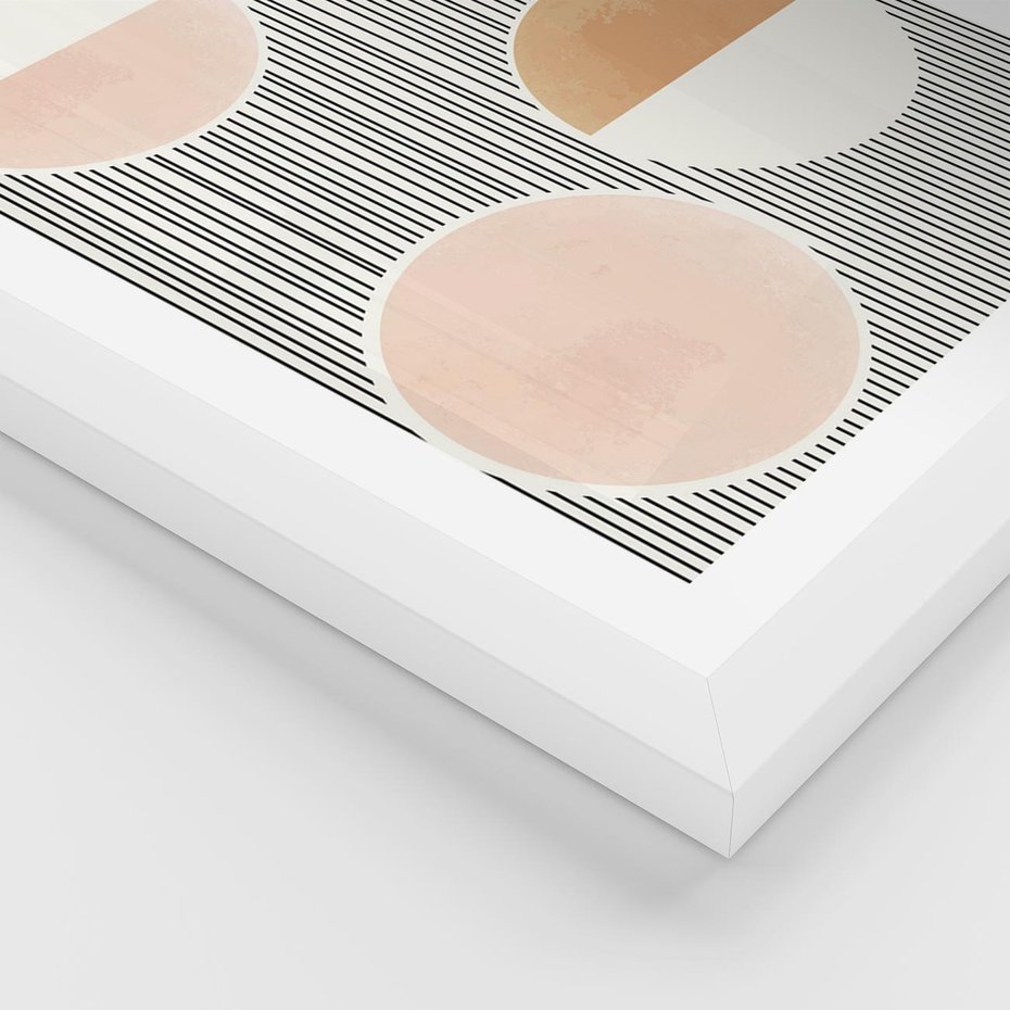 Plakat w ramie 50x70 - Przenikające Kształty - abstrkacyjna nowoczesna sztuka, koła okręgi - rama biała