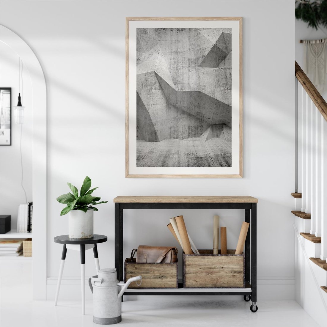 Plakat w ramie 50x70 - Geometryczna harmonia sztuki - geometria, sztuka - rama drewno