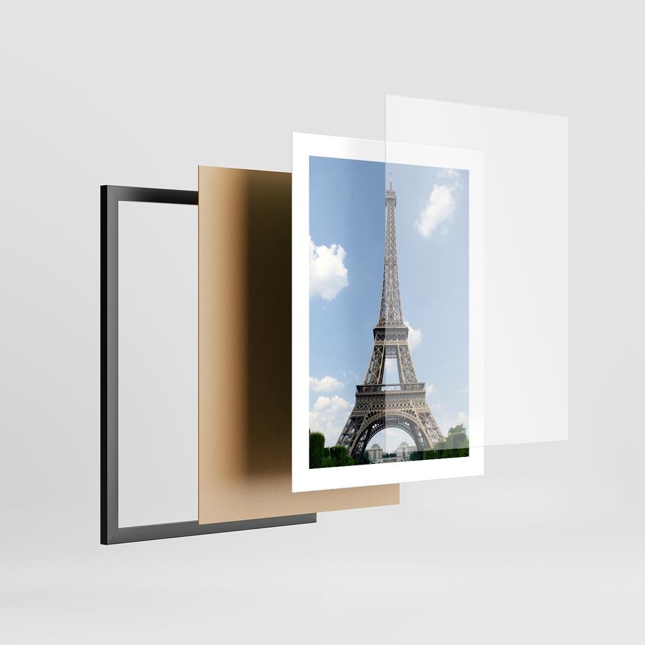 Plakat w ramie 30x40 - Paryż z wieżą Eiffla - Eiffla, Paryż - rama czarna