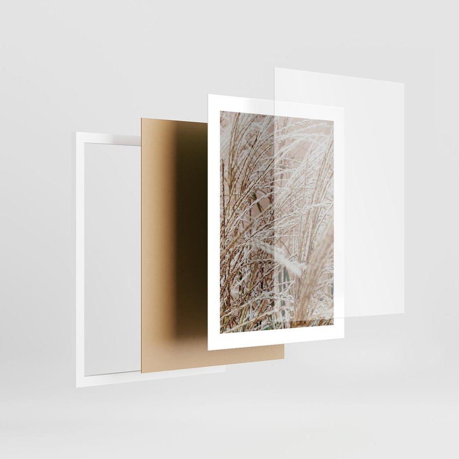 Plakat w ramie 30x40 - Beżowa Trawa - suche trawy, zbliżenie - rama biała