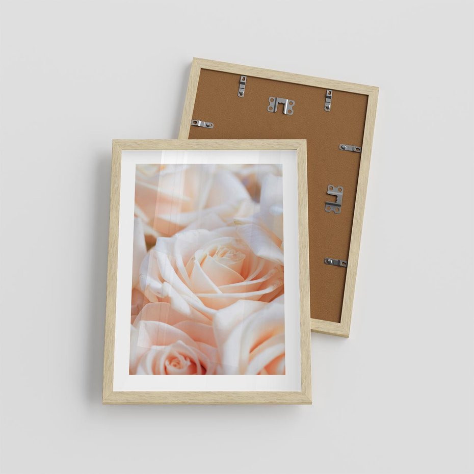 Plakat w ramie 30x40 - Aromatyczna Piękność - płatki herbacianej róży, kwiaty - rama drewno