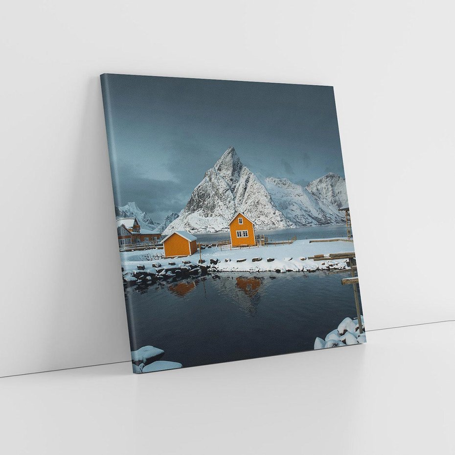 Obraz na płótnie 80x80 - Minimalizm i Urok Natury - skandynawskie, domki