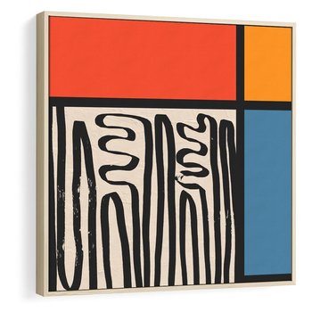 Obraz w ramie 50x50 - Podróżne Wibracje Serca - abstrakcyjny obraz, proste linie - rama drewno