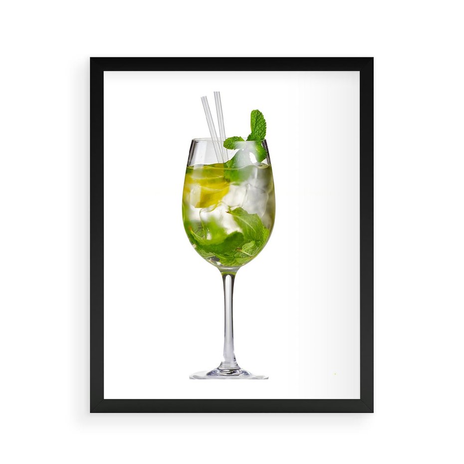 Plakat w ramie 40x50 - Limonkowy drink w letnim stylu - drink, limonka - rama czarna