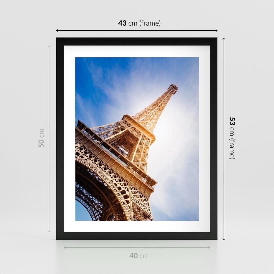 Plakat w ramie 40x50 - Eiffla - ikona Paryża - Eiffla, Paryż - rama czarna
