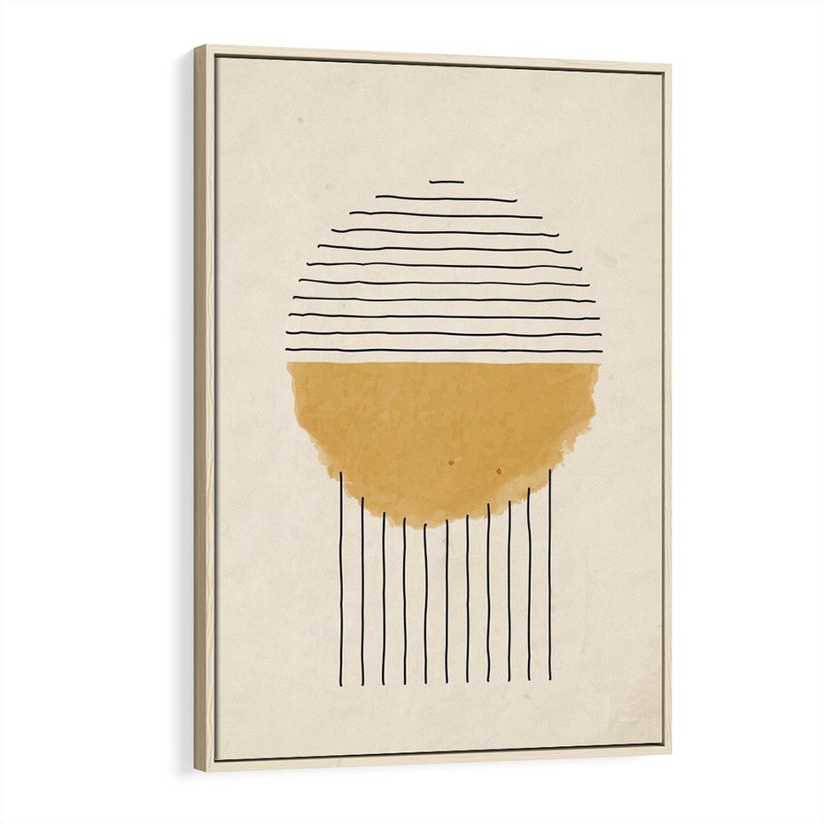 Obraz w ramie 80x120 - Podróżne Kreski - akwarelowa plama, geometryczne szkicowane kształty - rama drewno