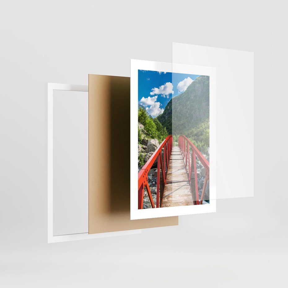 Plakat w ramie 30x40 - Most do przygody - góry, most - rama biała