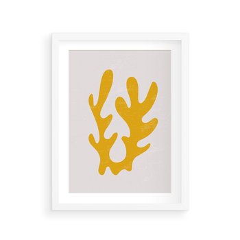 Plakat w ramie 40x50 - Abstrakcyjna Synergia - abstrakcyjna żółta forma, minimalizm - rama biała