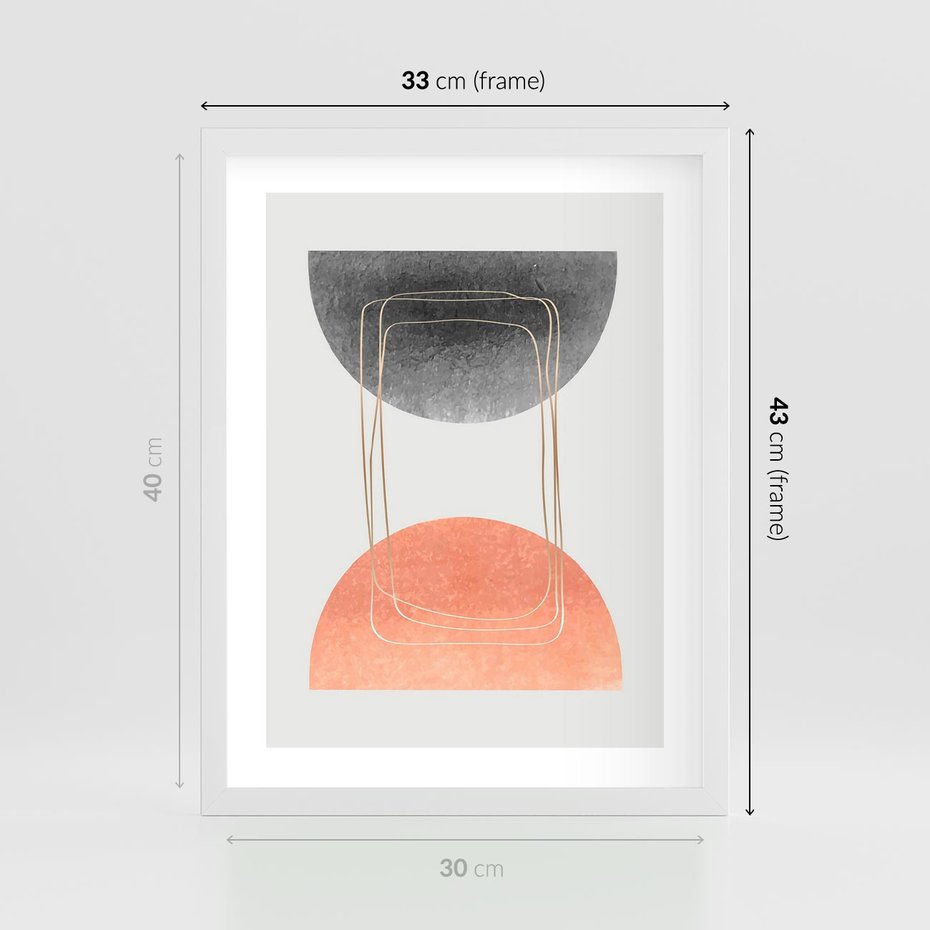 Plakat w ramie 30x40 - Sztuka Abstrakcji - minimalistyczny boho obraz, abstrakcyjny - rama biała